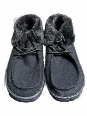 Hey Dude Women's Britt Total Black Faux Fur Lined Ankle Boots Women’s 8